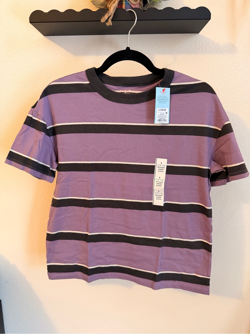 Cat & Jack Purple Stripe Short Sleeve Tee